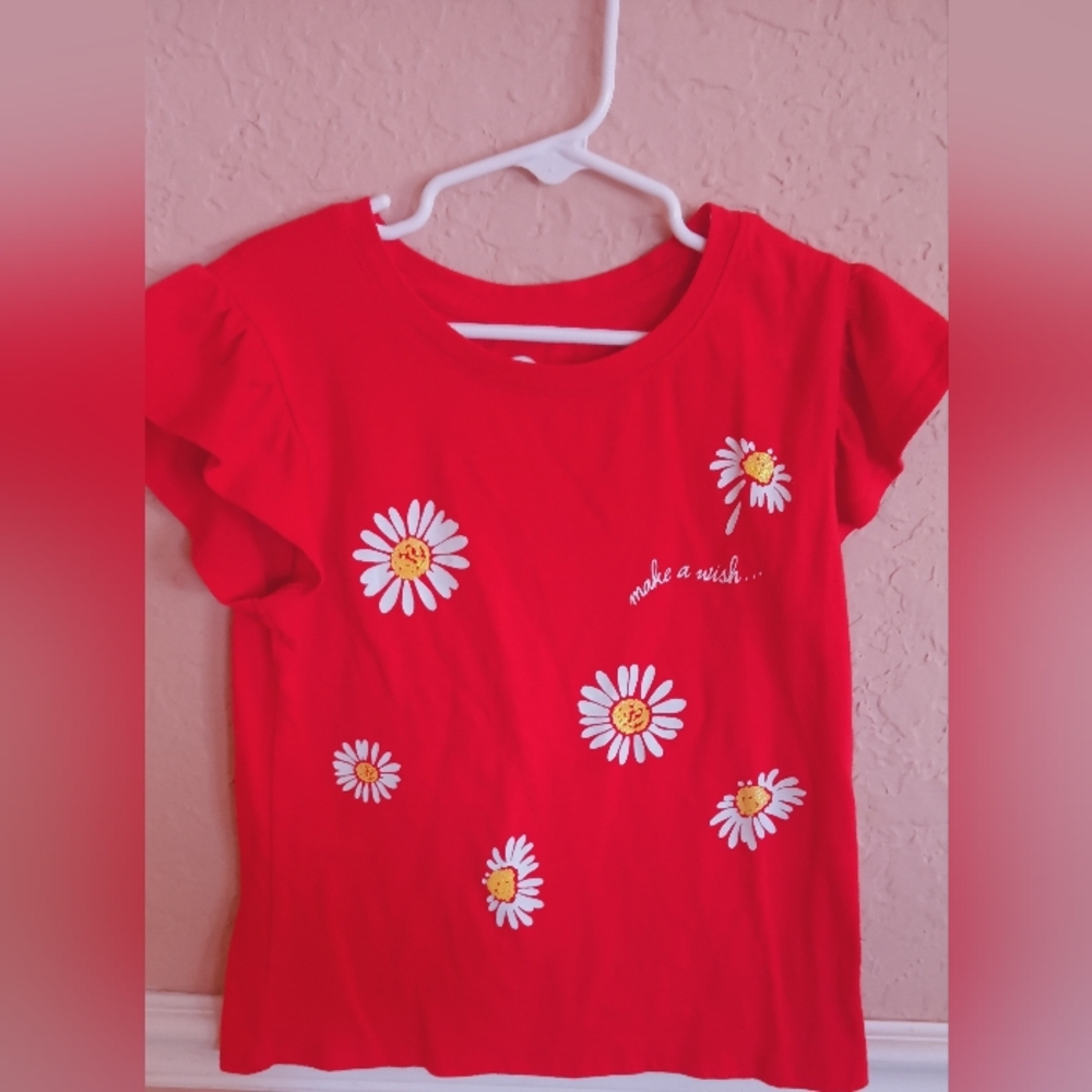 Garanimals two shirt set size 7 Red  flutter top with flowers and Yellow top